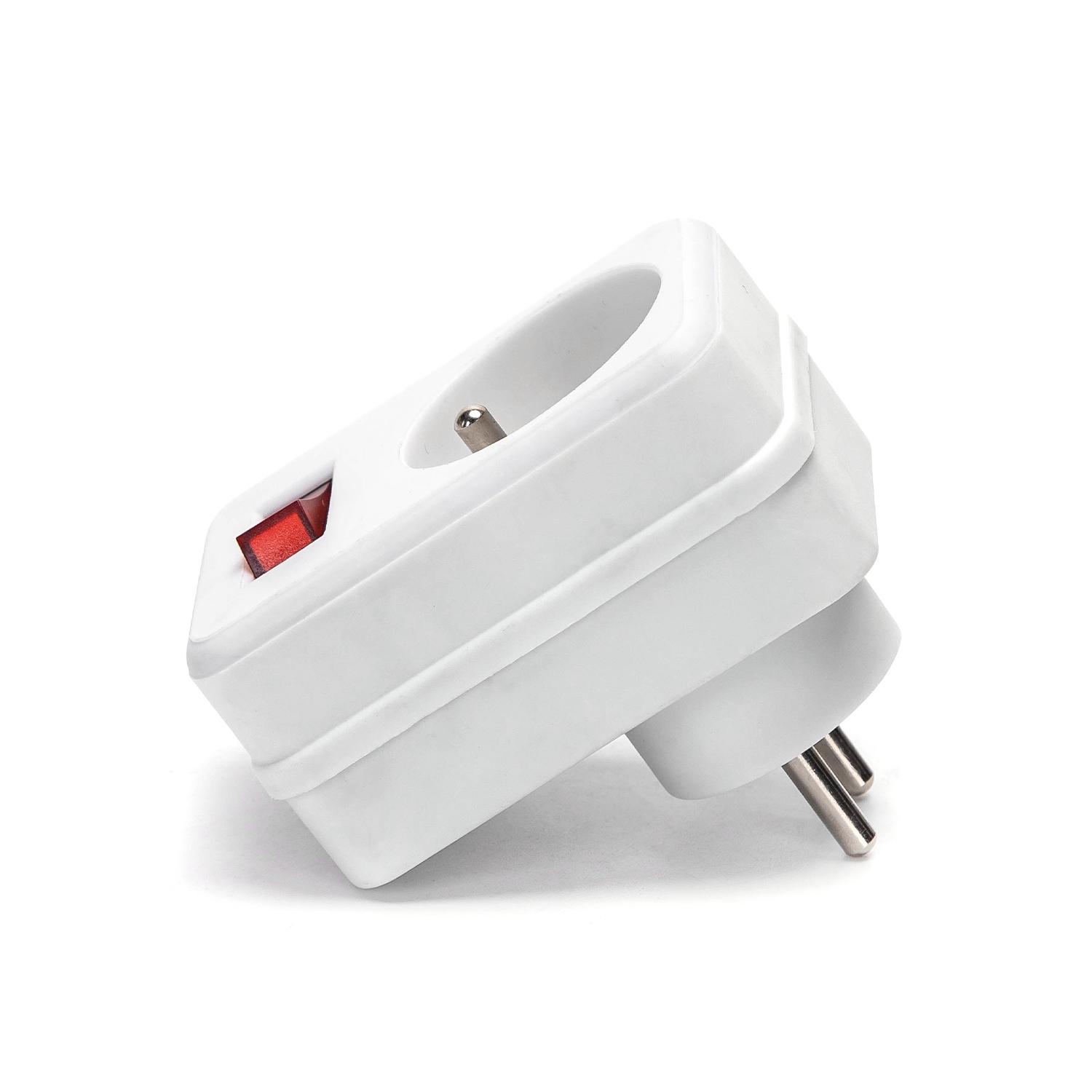 French 1-Way Adaptor (With Switch) 16A White