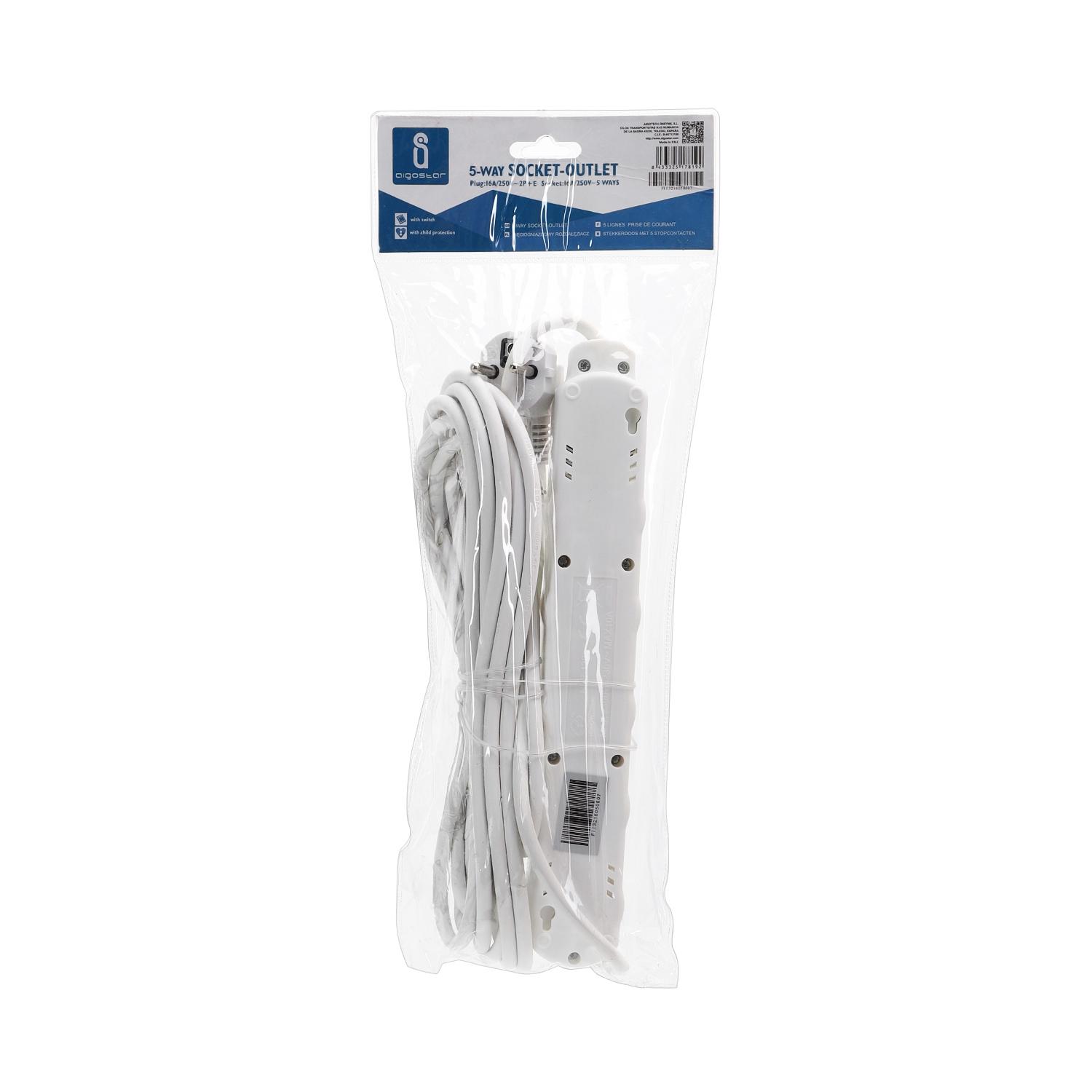 Power strips 5-way 5m H05VV-F 3G1.0m㎡ White