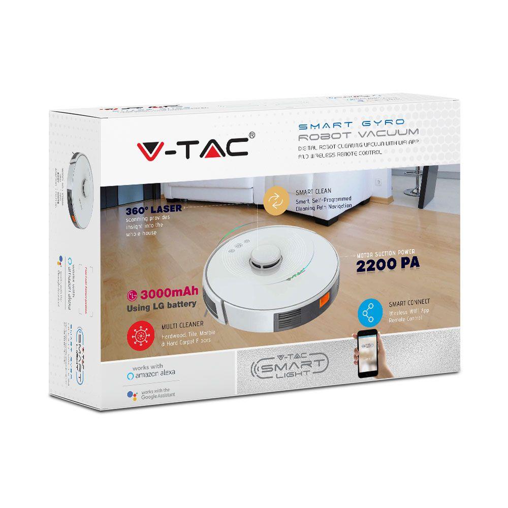 Automatyczny odkurzacz GYRO ROBOTIC LASER VACUUM, Wtyczka EU, Kompatybilna z Amazon Alexa i Google Home, Biały, VTAC, SKU 7933