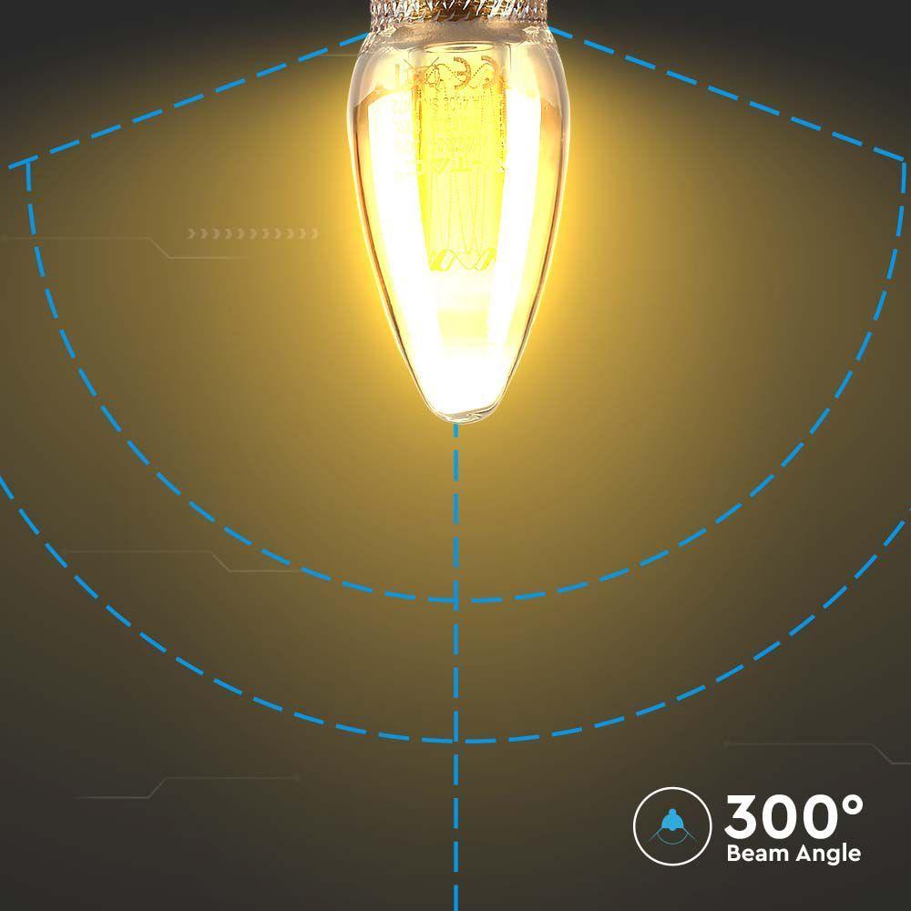 2W Żarówka LED Filament - ART, Klosz Bursztynowy, Barwa:1800K, Trzonek:E14, VTAC, SKU 217472