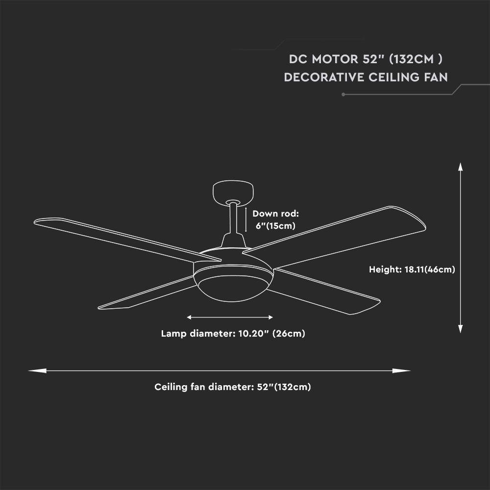 Lampa sufitowa LED z wentylatorem, Trzonek: 2xE27, Ilość ramion: 4, Sterowanie: Pilot, Silnik DC: 60W, VTAC, SKU 7918