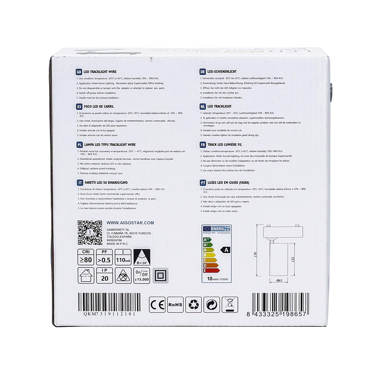 Światło dwutorowe LED, 10W, 6500K, 800lm