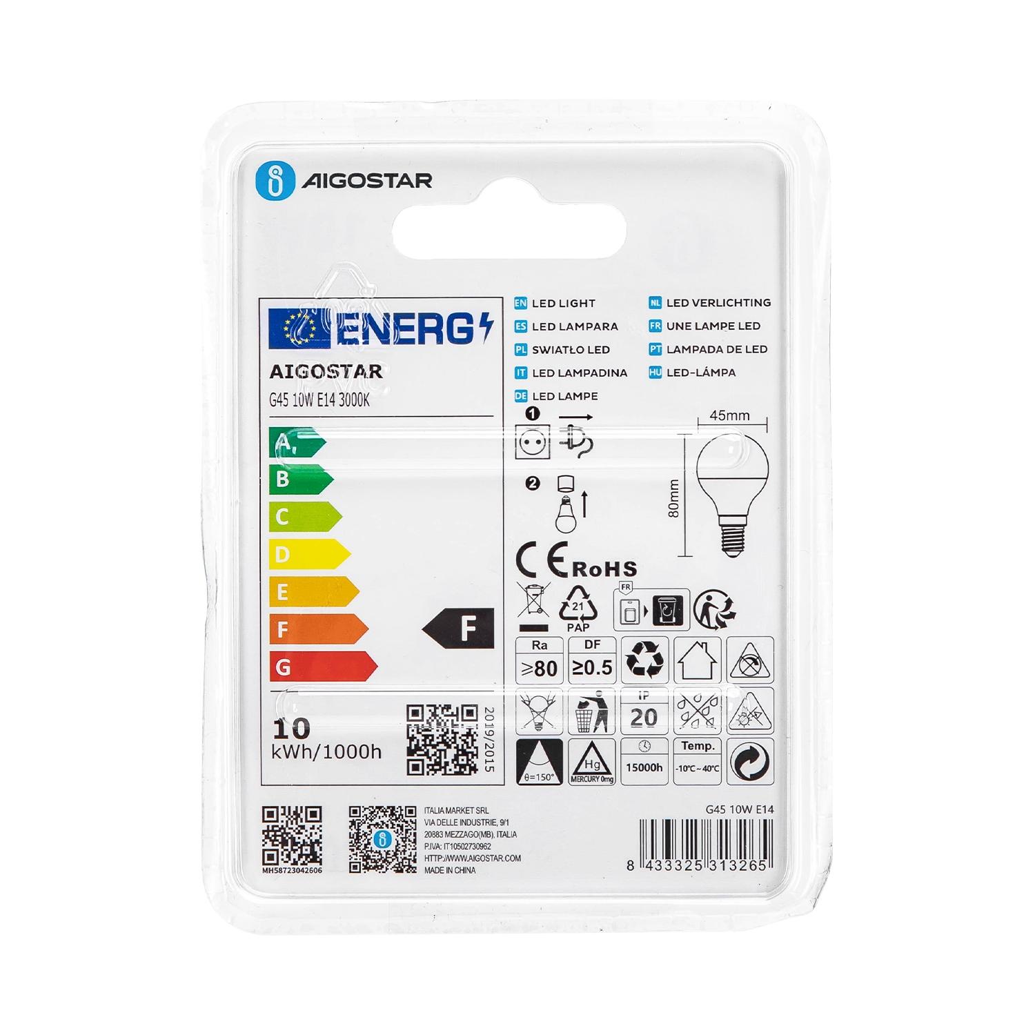 LED A5 G45 BIG ANGLE E14 10W 3000K