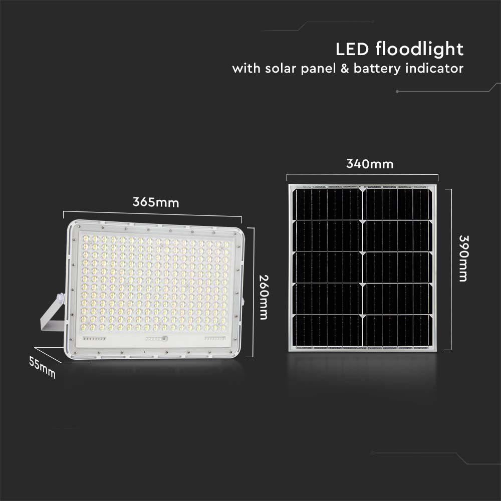 30W Solarny naświetlacz LED z czujnikiem zmierzchu, Panel z przewodem: 3m, Pilot, Bateria 20000mAh/ Barwa:4000K, Obudowa: Biała, VTAC, SKU 7848