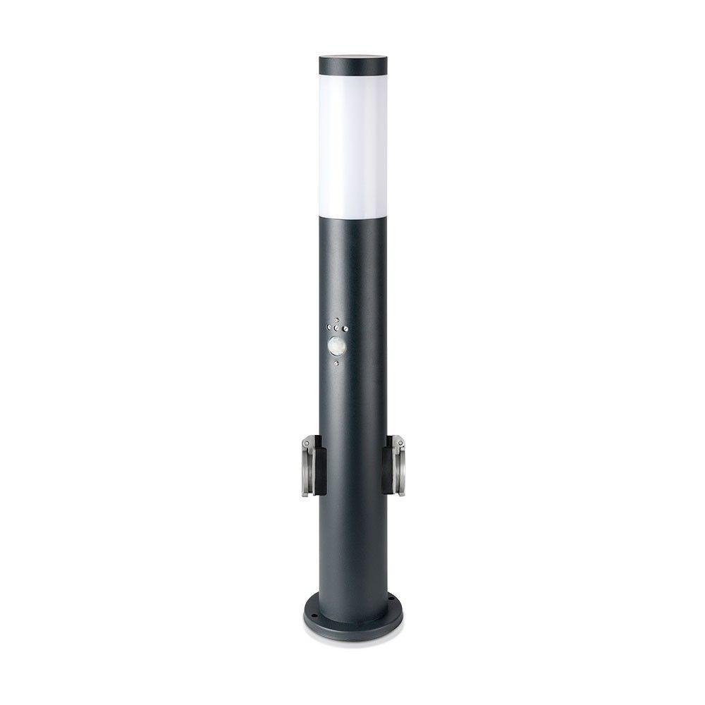 VT-838 BOLLARD LAMP-PIR SENSOR & SOCKET-STAINLESS STEEL BODY(60CM) IP44 GREY