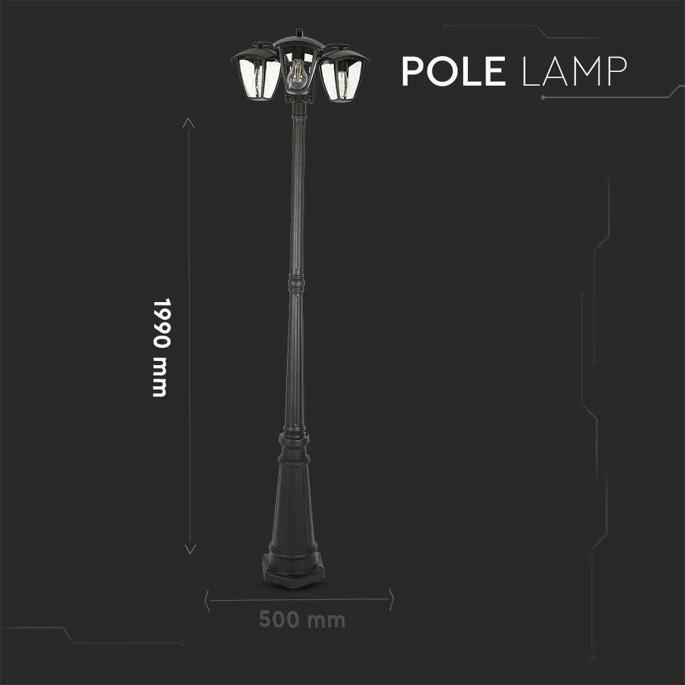 VT-740 E27 POLE LAMP-BLACK (3 HEADS)