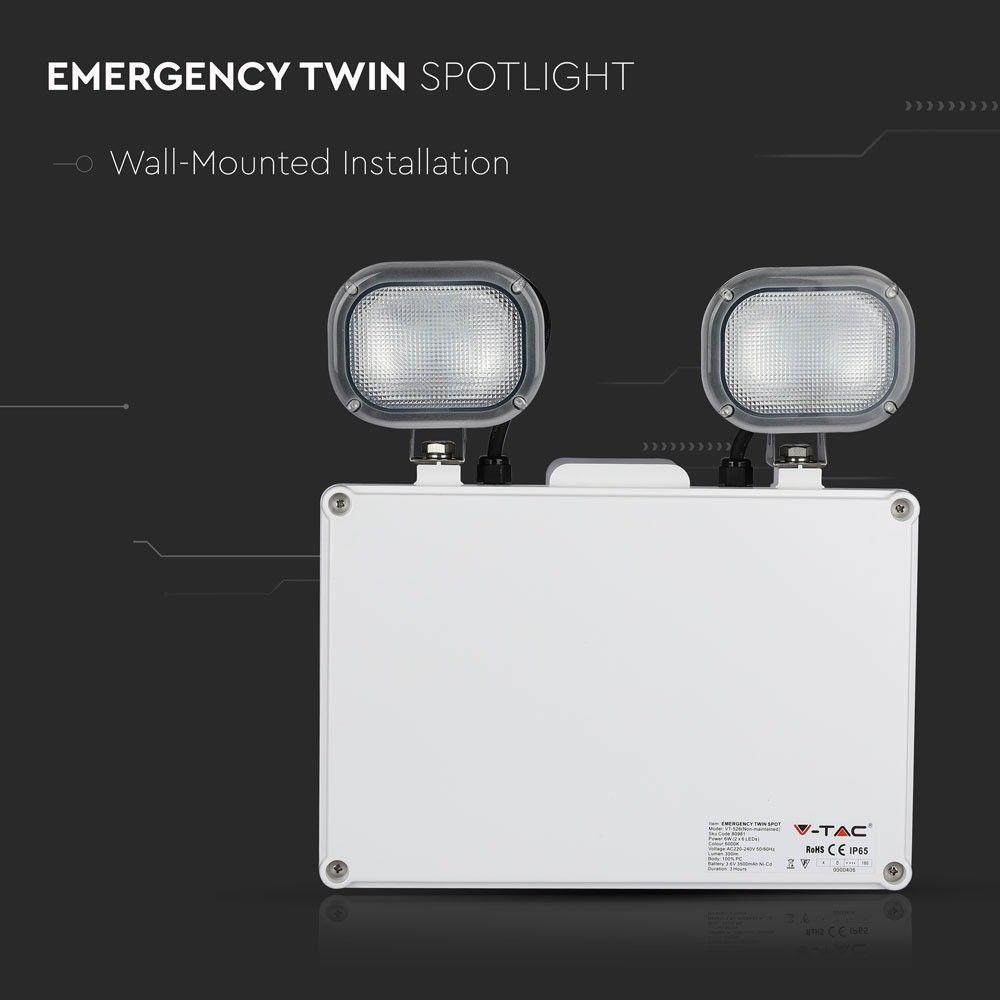 VT-526 6W EMERGENCY EXIT LIGHT 6000K IP65