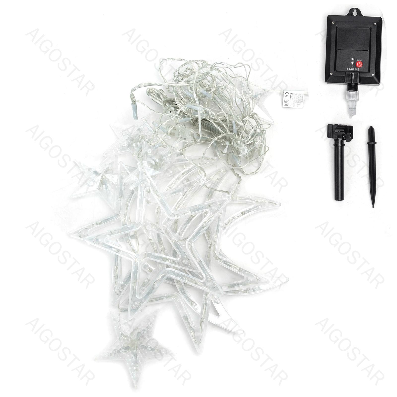 Solar string lights, stars and moons (wave), RGBY, 3m+3m*0.6m, 12strips