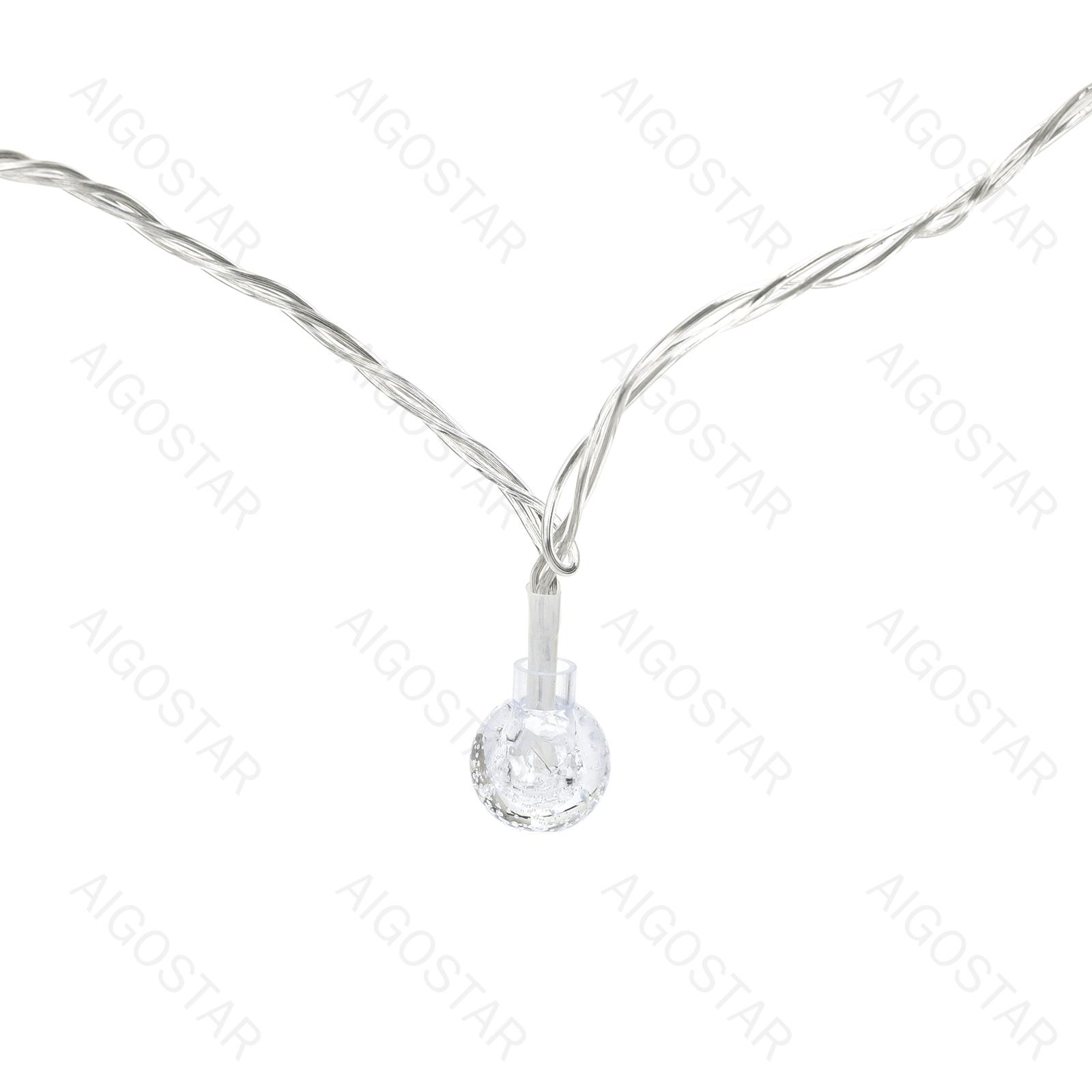 Low Voltage Bubble String Lights-Warm White-3M+10M-100LED-10CM/LED-transparent wire-8blink+time+IP44