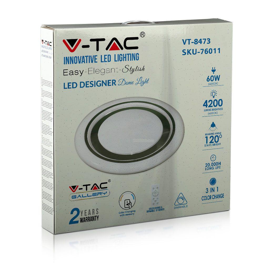 VT-8473 LED 30W/60W/30W DESIGNER DOMELIGHT CCT WITH REMOTE (DIMMABLE) DIAMOND COVER