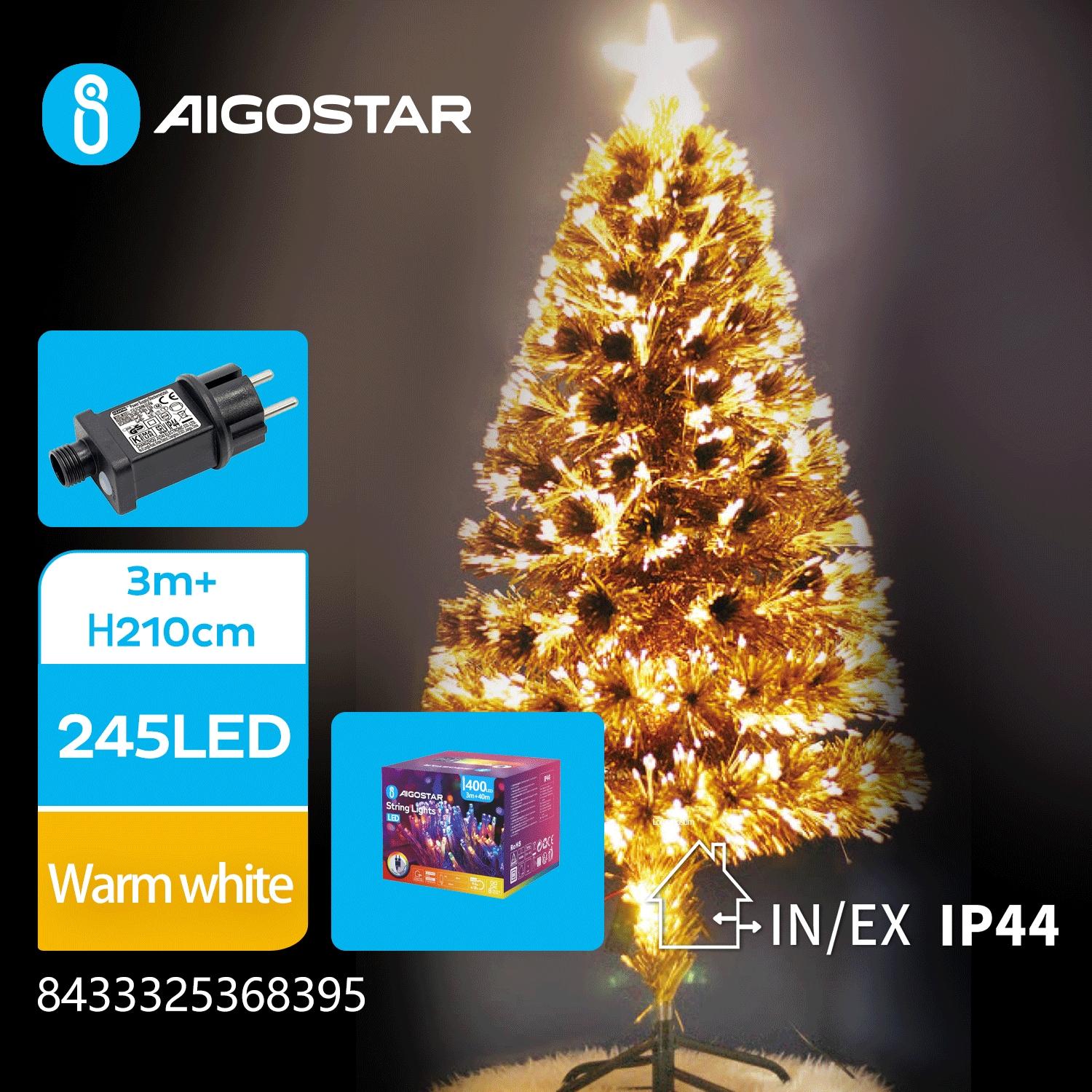 Christmas decorations-Low voltage adapter Pure Fiber tree-210CM-Warm white-8blink+time-IP44