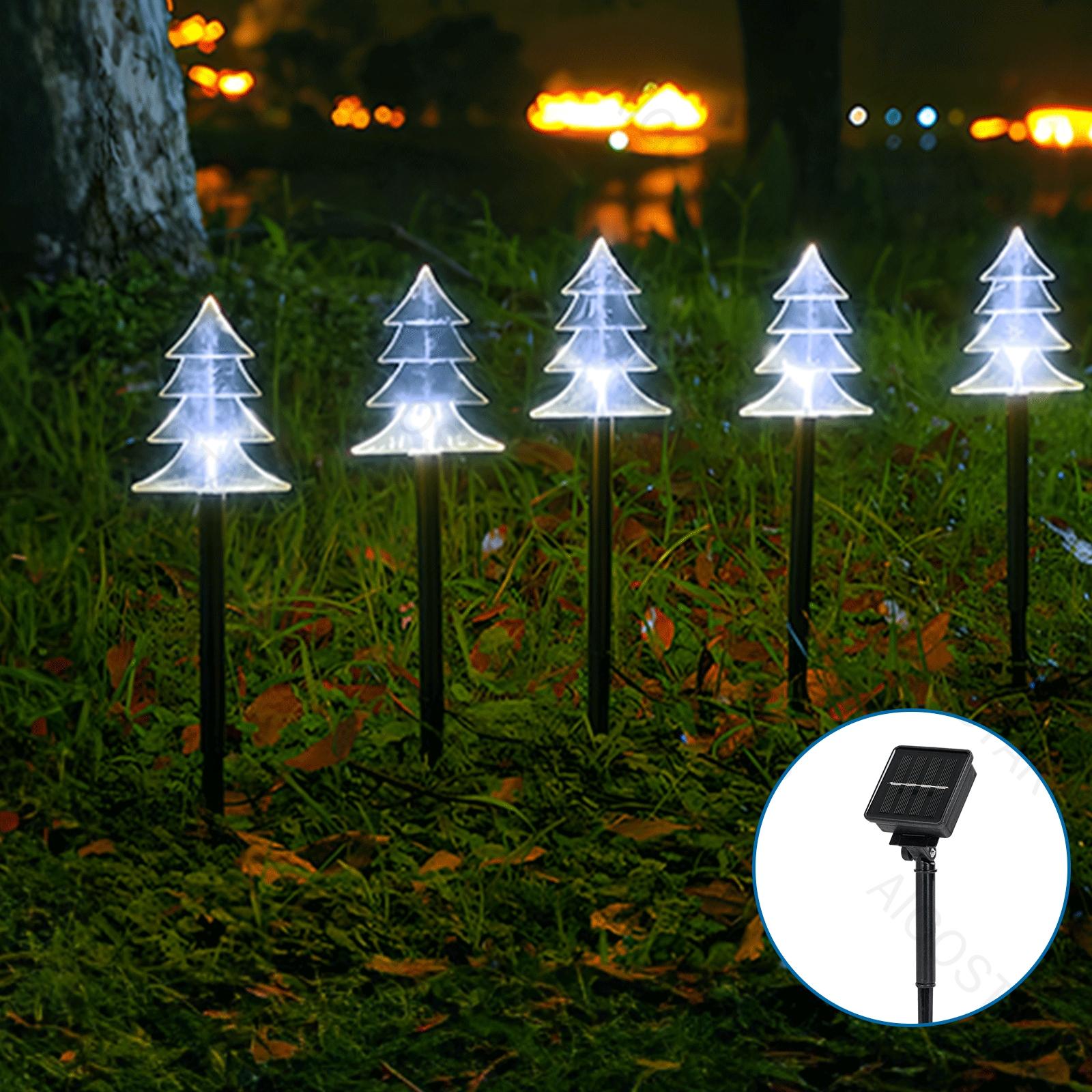 Solar Christmas tree ground-inserted light, cold white, 1m