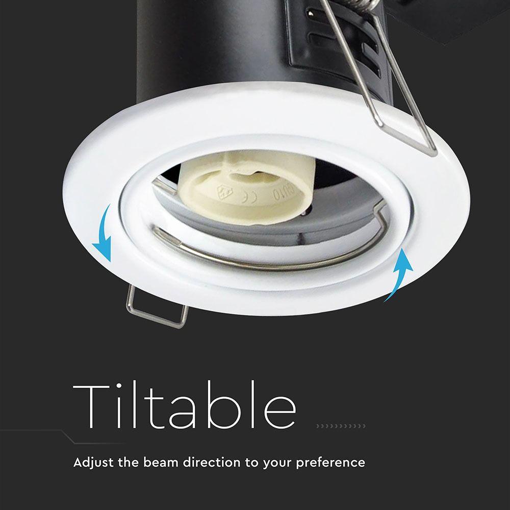 VT-703 GU10 TILT FIRE RATED DOWNLIGHT FITTING IP20-WHITE