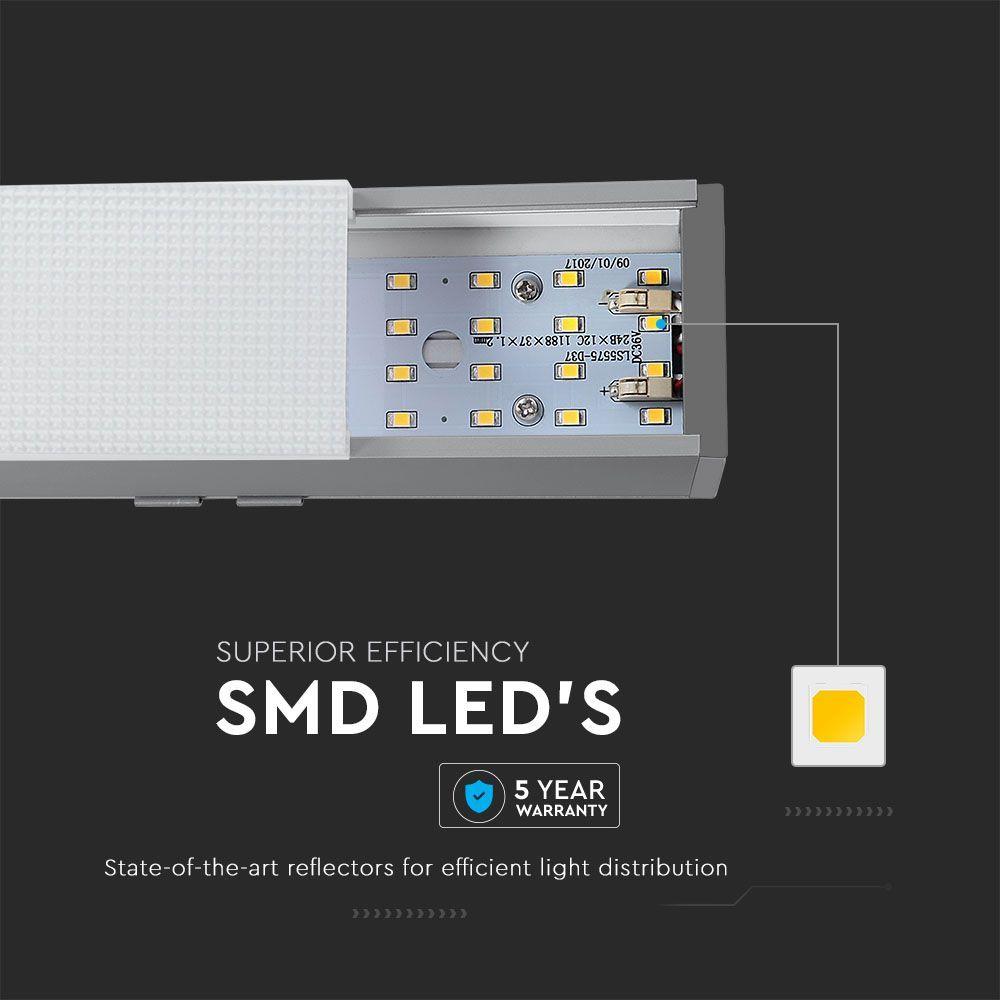 40W Lampa Liniowa LED, Chip SAMSUNG, Barwa:4000K, Obudowa: Srebrna, VTAC, SKU 21384