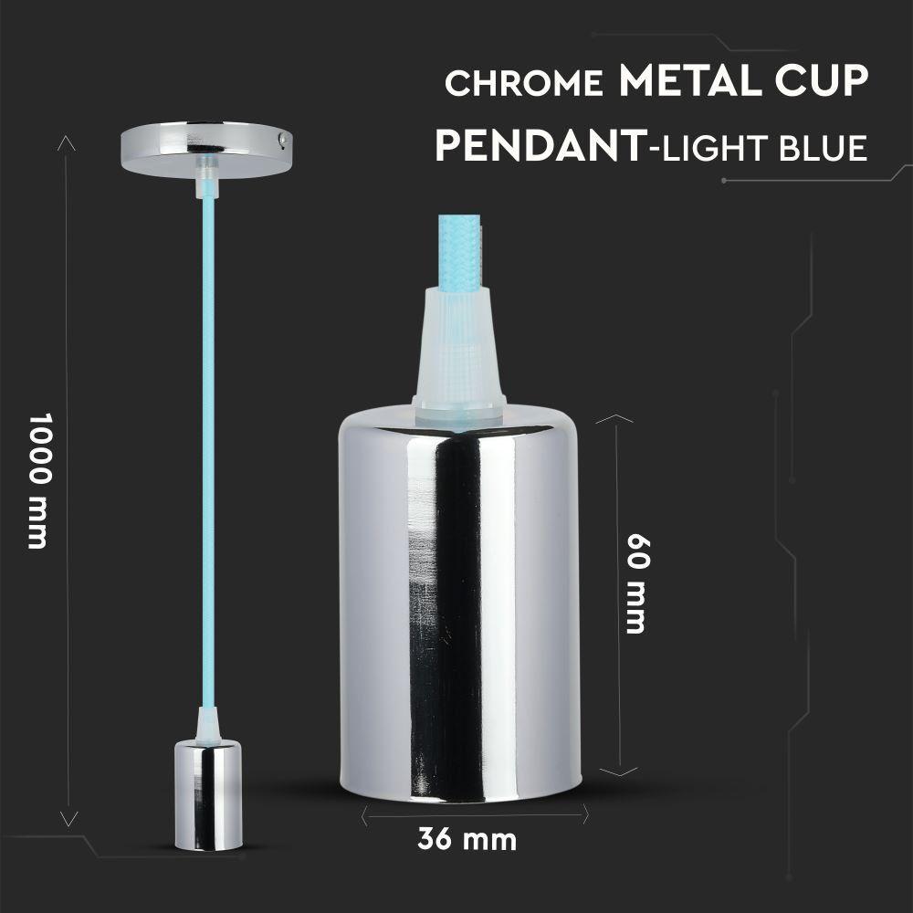 VT-7338 E27 CHROME METAL CUP-PENDANT LIGHT-LIGHT BLUE