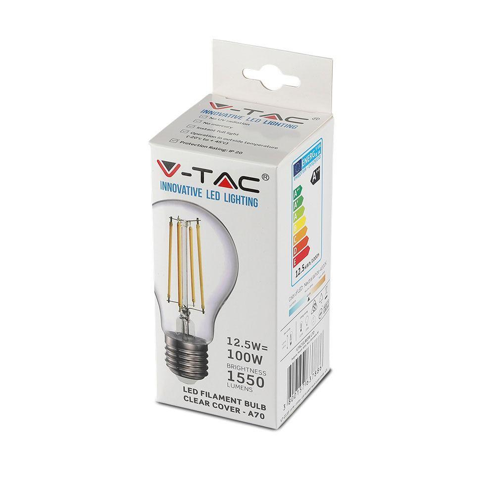 VT-2133 12.5W A70 LED FILAMENT BULB-CLEAR GLASS 4000K E27