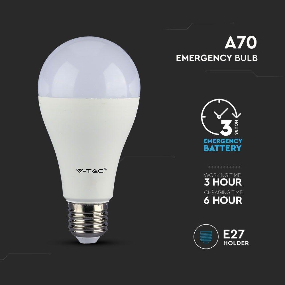 VT-2309 9W A70 LED PLASTIC BULB SAMSUNG CHIP (EMERGENCY-3HOURS) 4000K E27