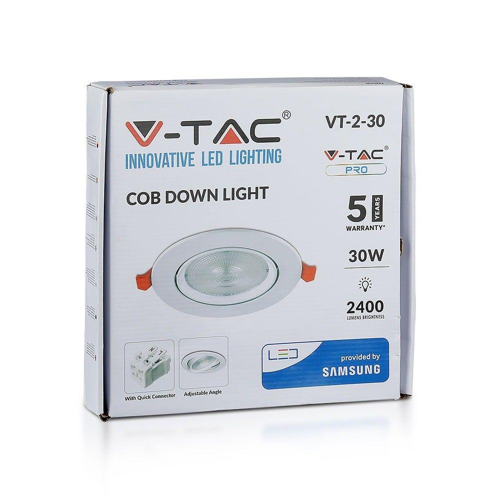 VT-2-30 30W LED DOWNLIGHT SAMSUNG CHIP 4000K 5YRS WTY