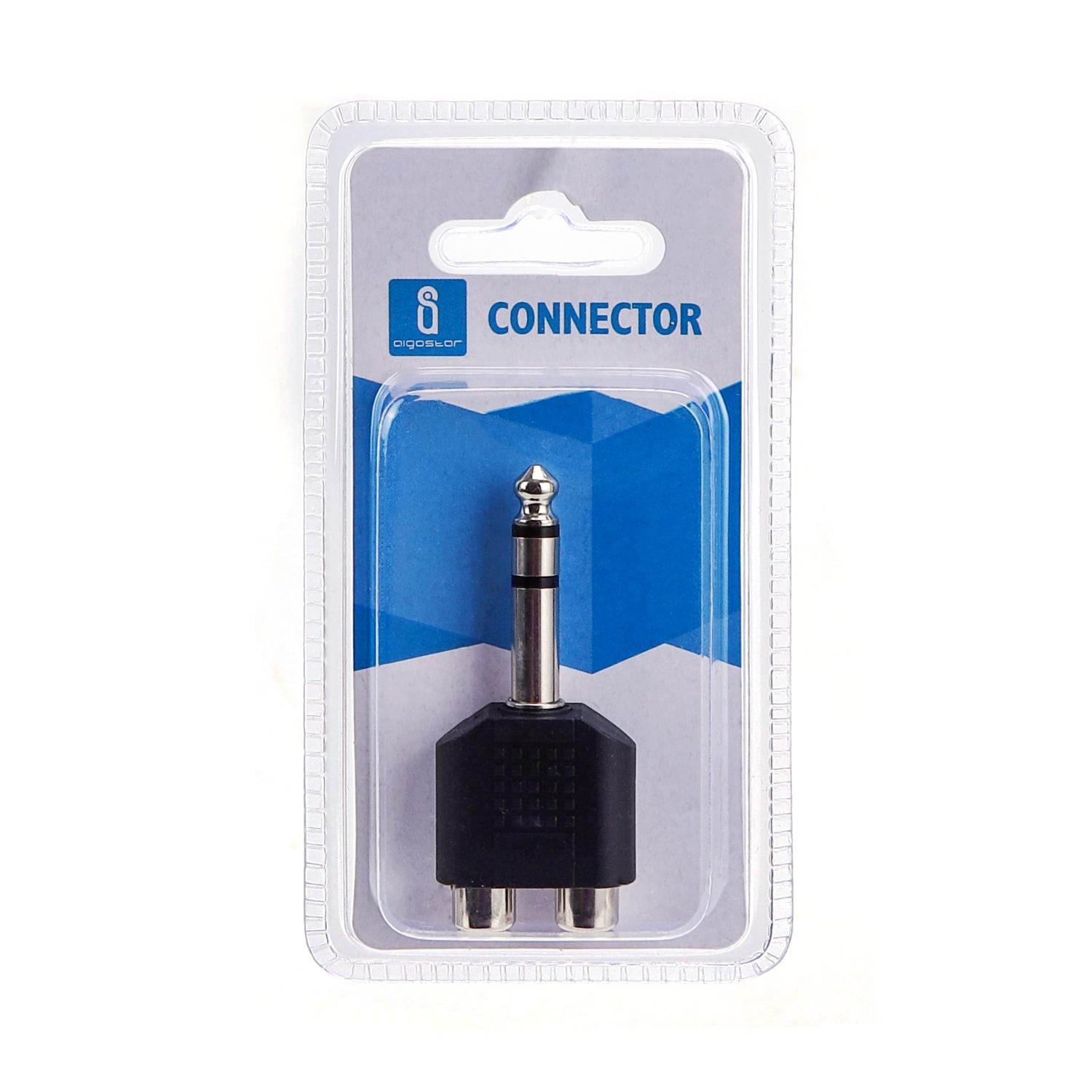 Audio/Video Connector 6.35 Male to 2*RCA Female Black