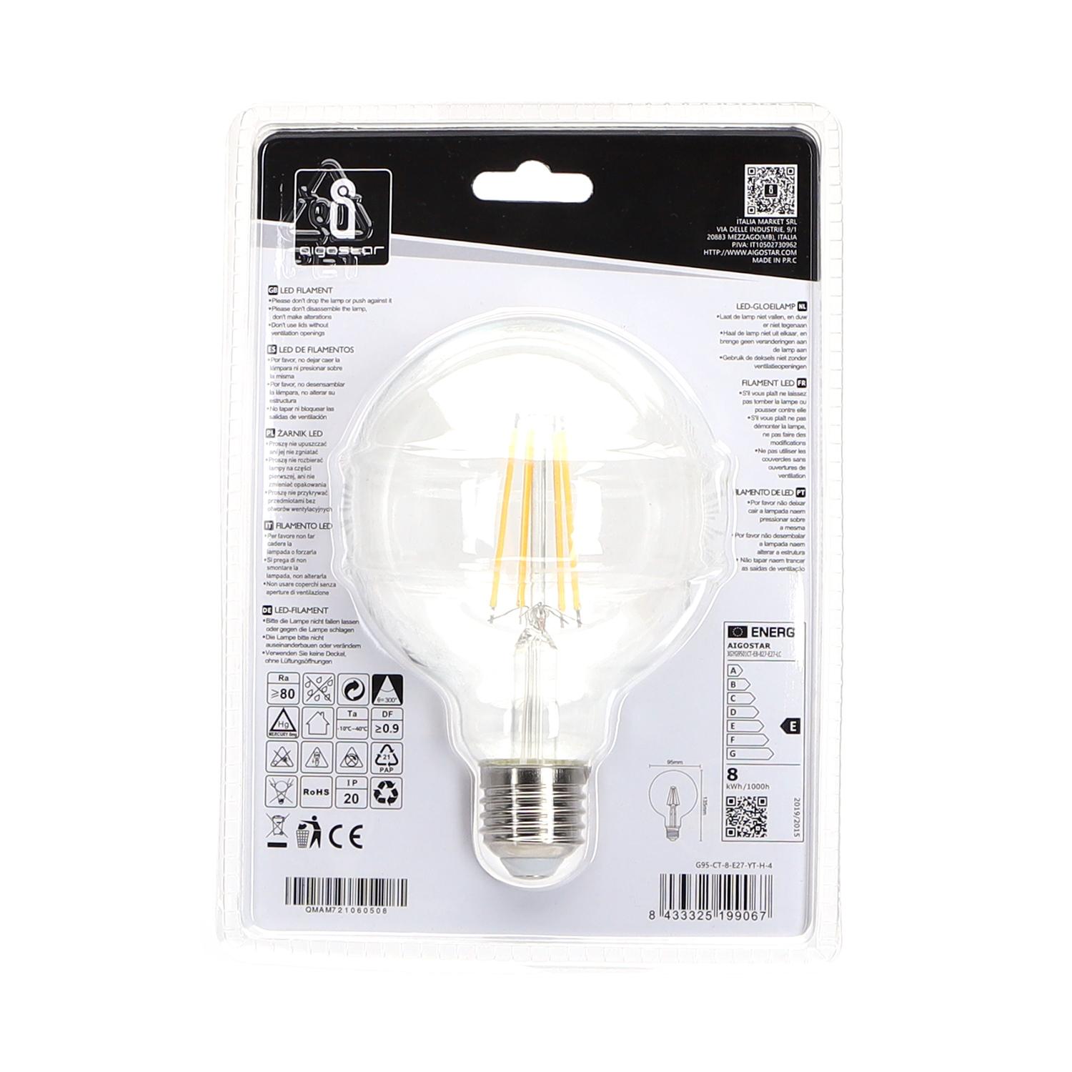 LED Filament Bulb (Clear) G95 E27 8W