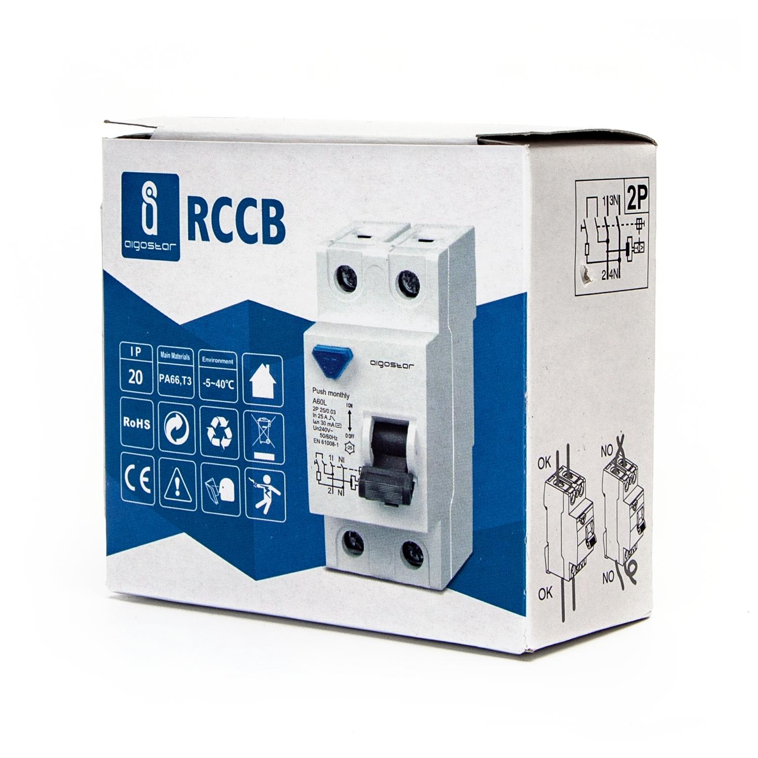 Residual Current Circuit Breaker 2P 40A 30mA AC Gray