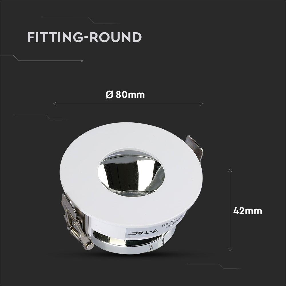 VT-873 GU10 FITTING ROUND-WHITE+CHROME