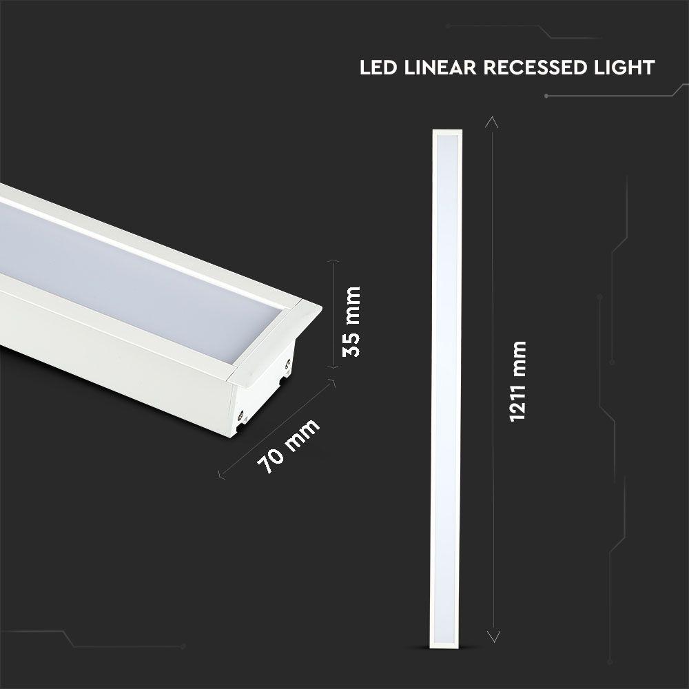 40W Oprawa Liniowa LED Podtynkowa, Chip SAMSUNG, Barwa:4000K, 5 Lat gwarancji, Obudowa: Biała, VTAC, SKU 381