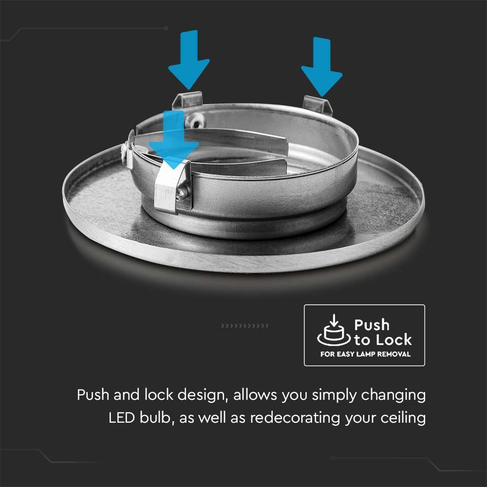 VT-703 BEZEL FOR FIRE RATED DOWNLIGHT PUSH & LOCK CHROME IP65 5PCS/PACK