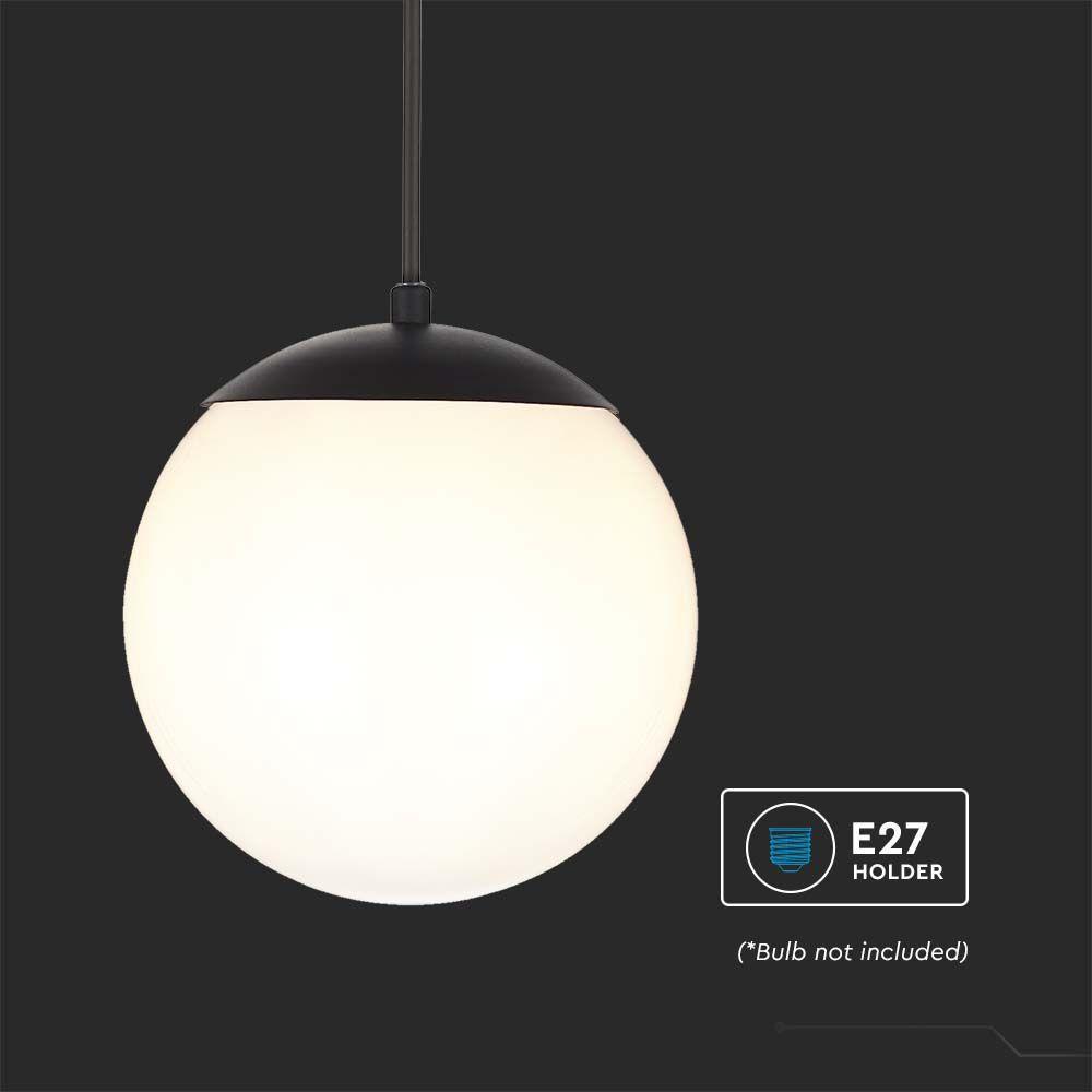 Lampa sufitowa LED, Trzonek: E27, Kula, Kolor: Czarna      , VTAC, SKU 11825