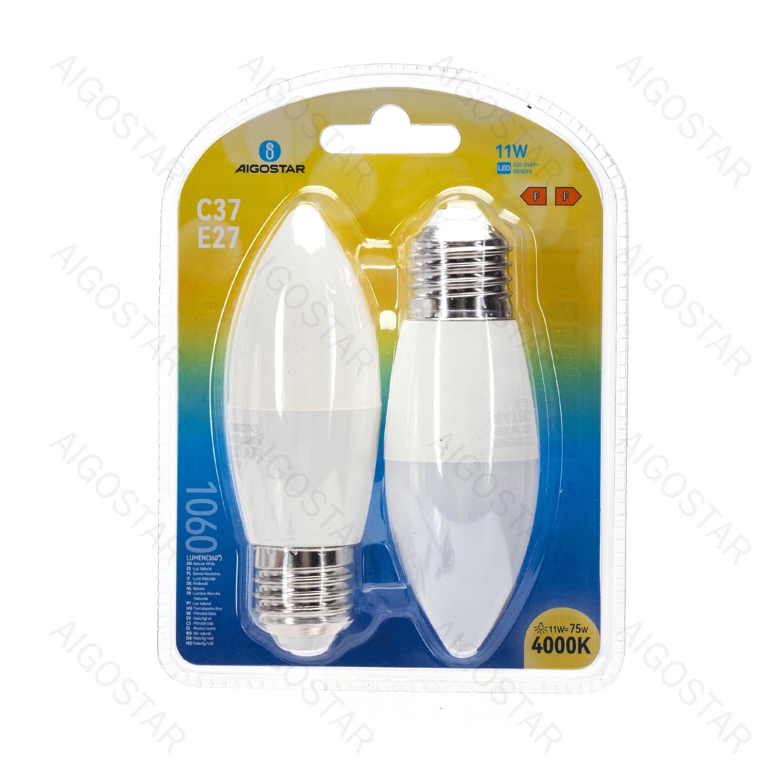 LED bulb C37 11W 4000K 1060lm E27 2pcs