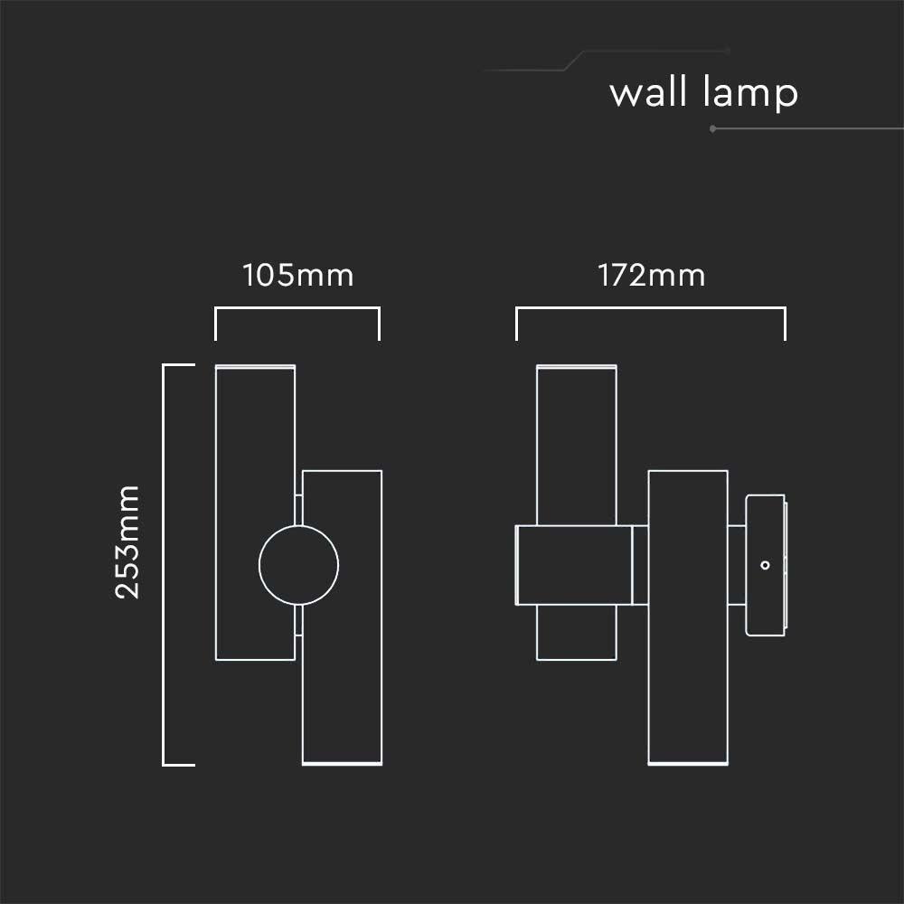 VT-1186 2WAY SPOT WALL LIGHT LED MODULE 600LM 4000K BLACK BODY IP44