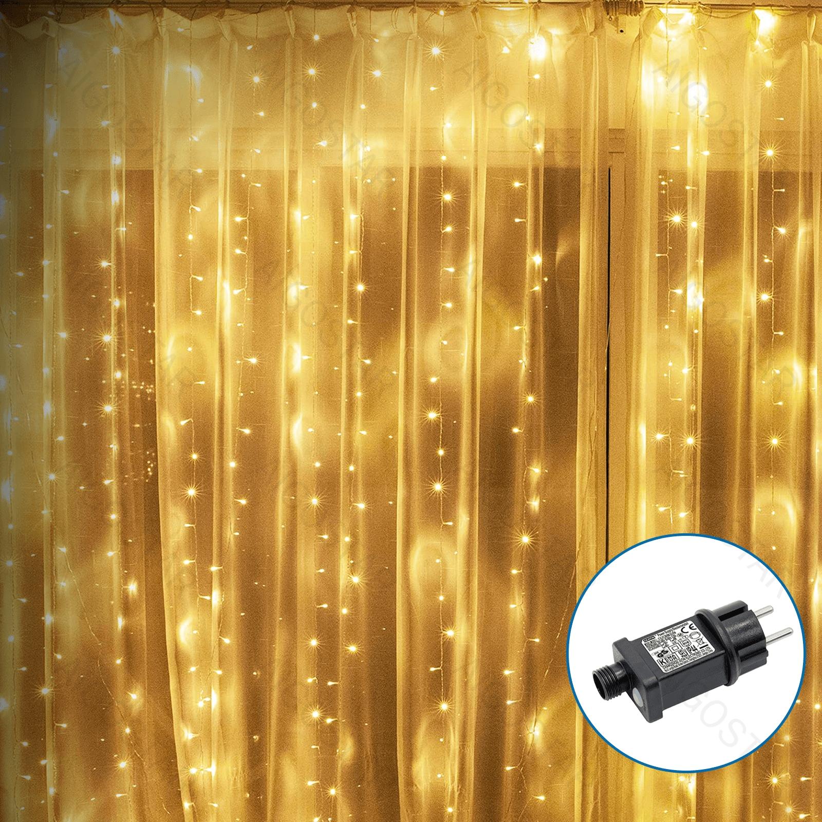 Low voltage curtain flat string lights, warm white, 1m*1m