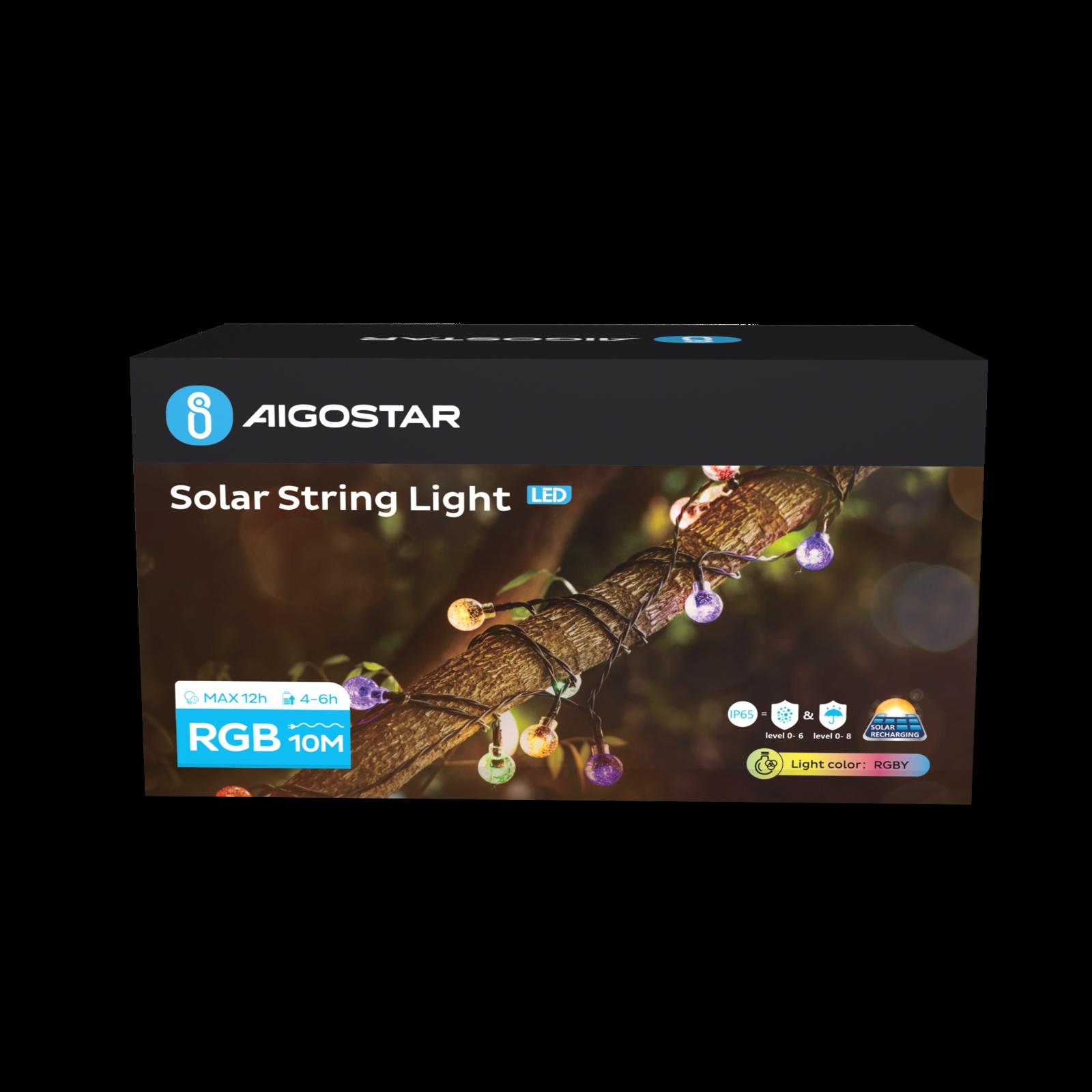 Łańcuch świetlny solarny (RGBY, 12m, RGBY) AIGOSTAR