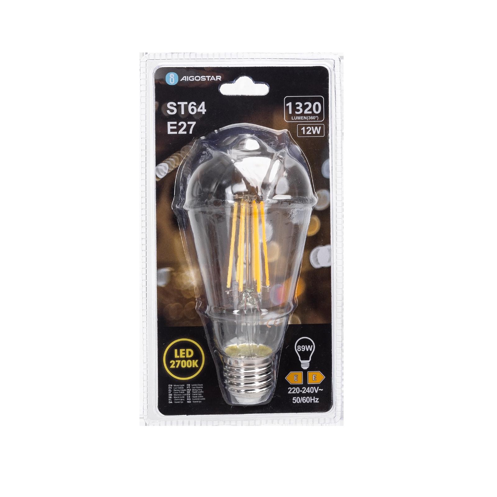 Żarówka LED Filament (Przezroczysta) ST64 E27 12W