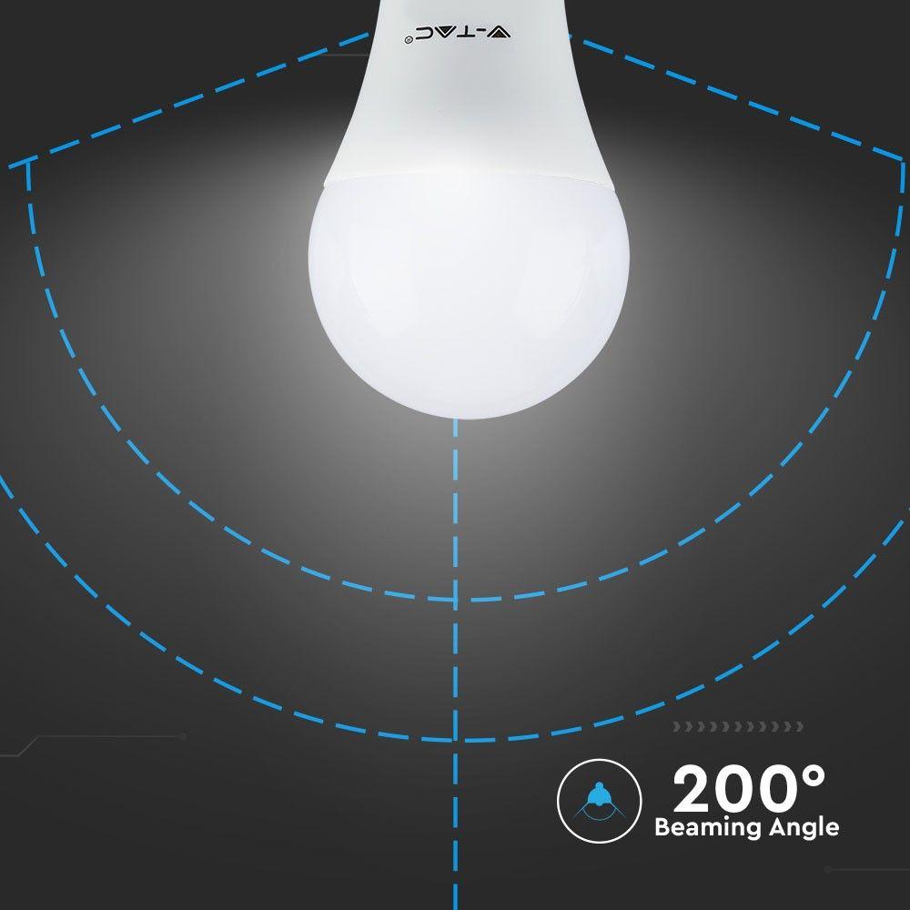 9.5W A60 Żarówka LED, Barwa:3000K, Skuteczność: 160lm/W, Trzonek:E27 , VTAC, SKU 2809