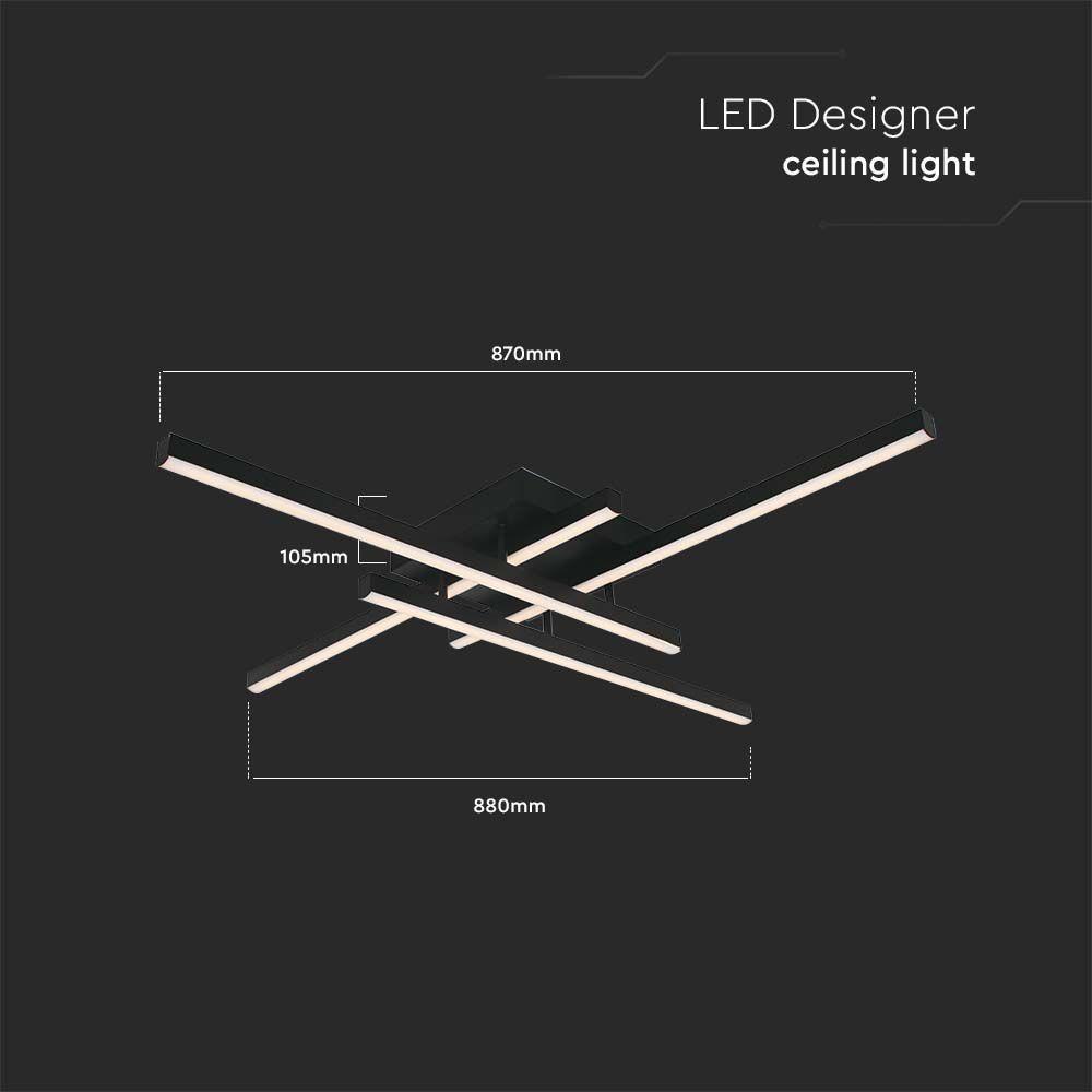 38W Sufitowa lampa LED, Wymiary:850x850x105mm, Barwa: 3000K, Obudowa: Czarna, , VTAC, SKU 14994