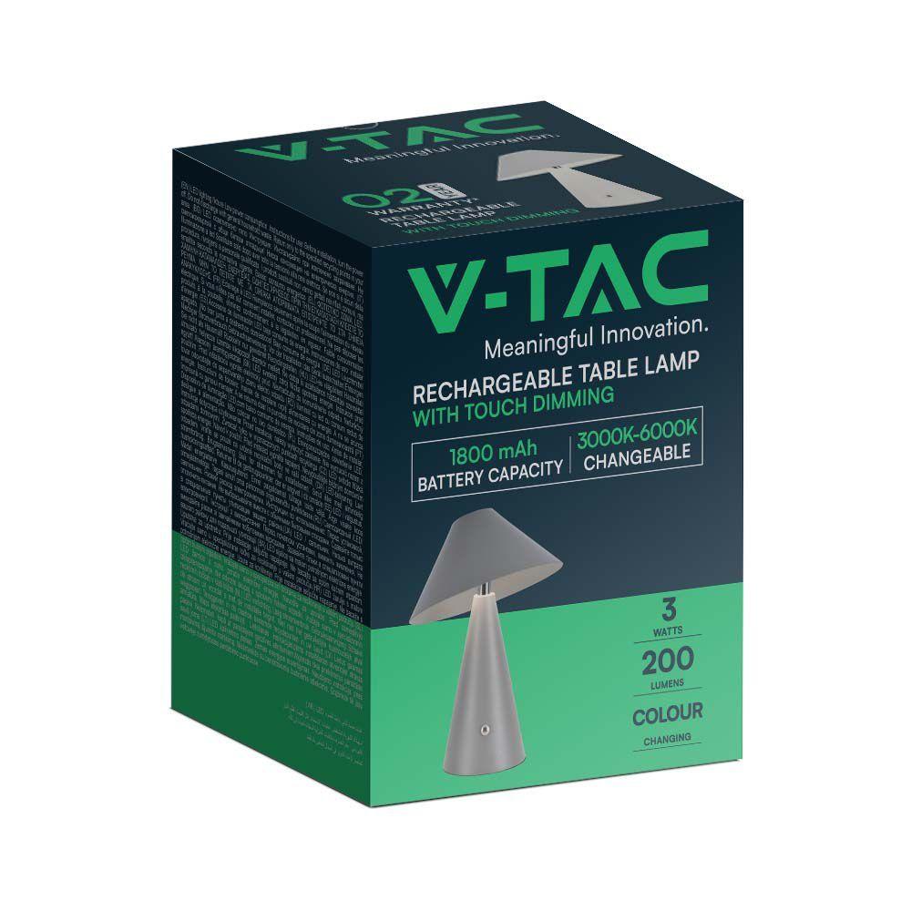 VT-1051 LED TABLE LAMP 1800mAH BATTERY D:180x240 3IN1 GREY BODY