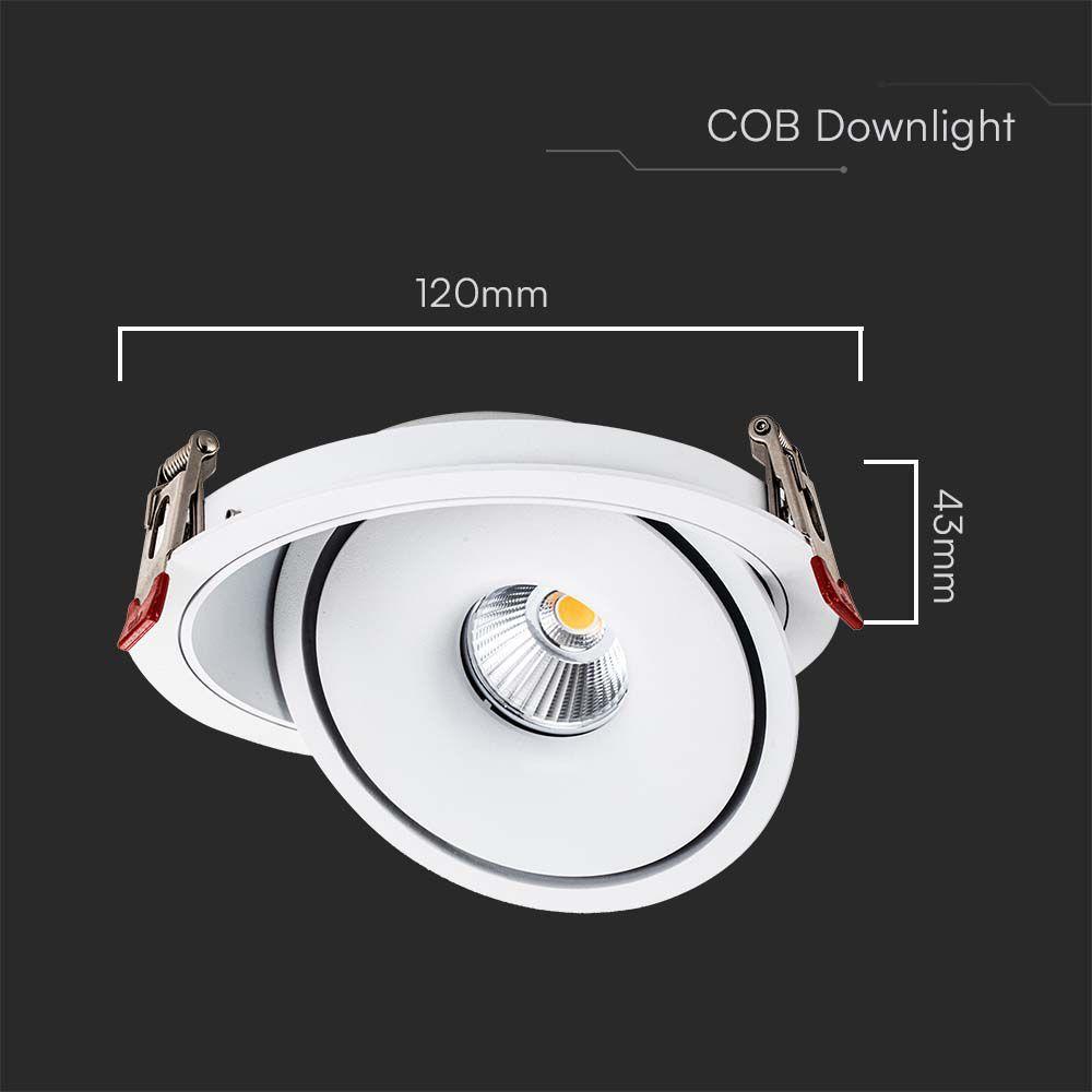 12W Oprawa COB Downlight LED, Barwa: 3w1, Obudowa: Biała , VTAC, SKU 10579