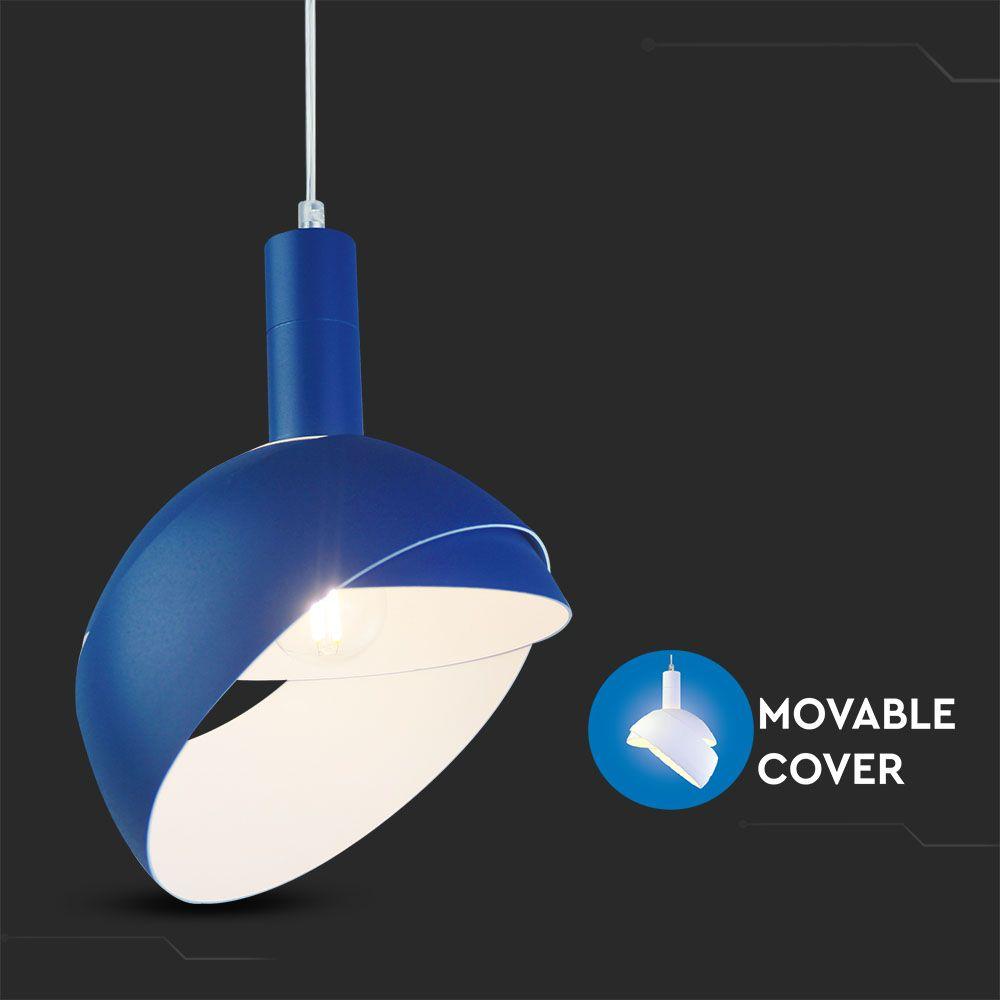 VT-7100 E14 PLASTIC PENDANT LAMPHOLDER WITH SLIDE ALUMINUM LAMPSHADE-BLUE