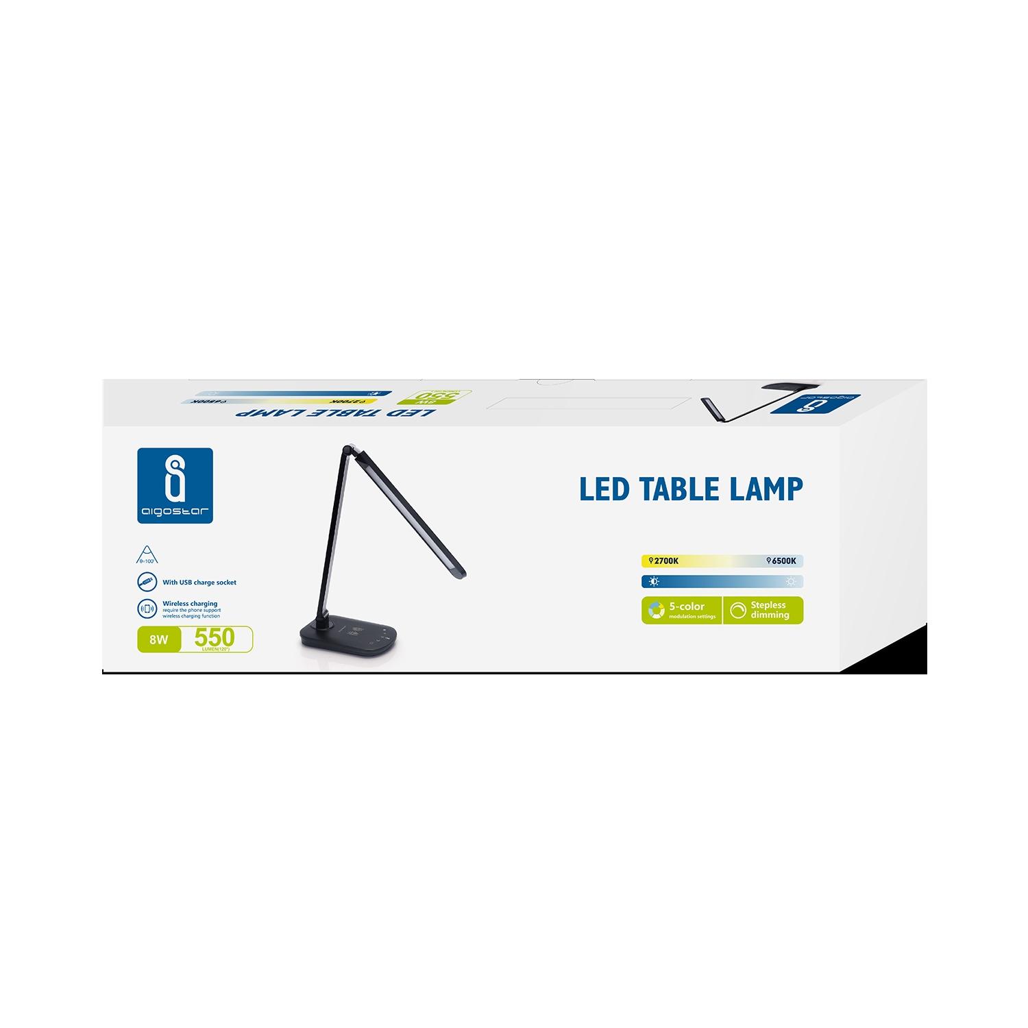 LED Wireless Rechargeable Table Lamp Black 8W 2700-6500K