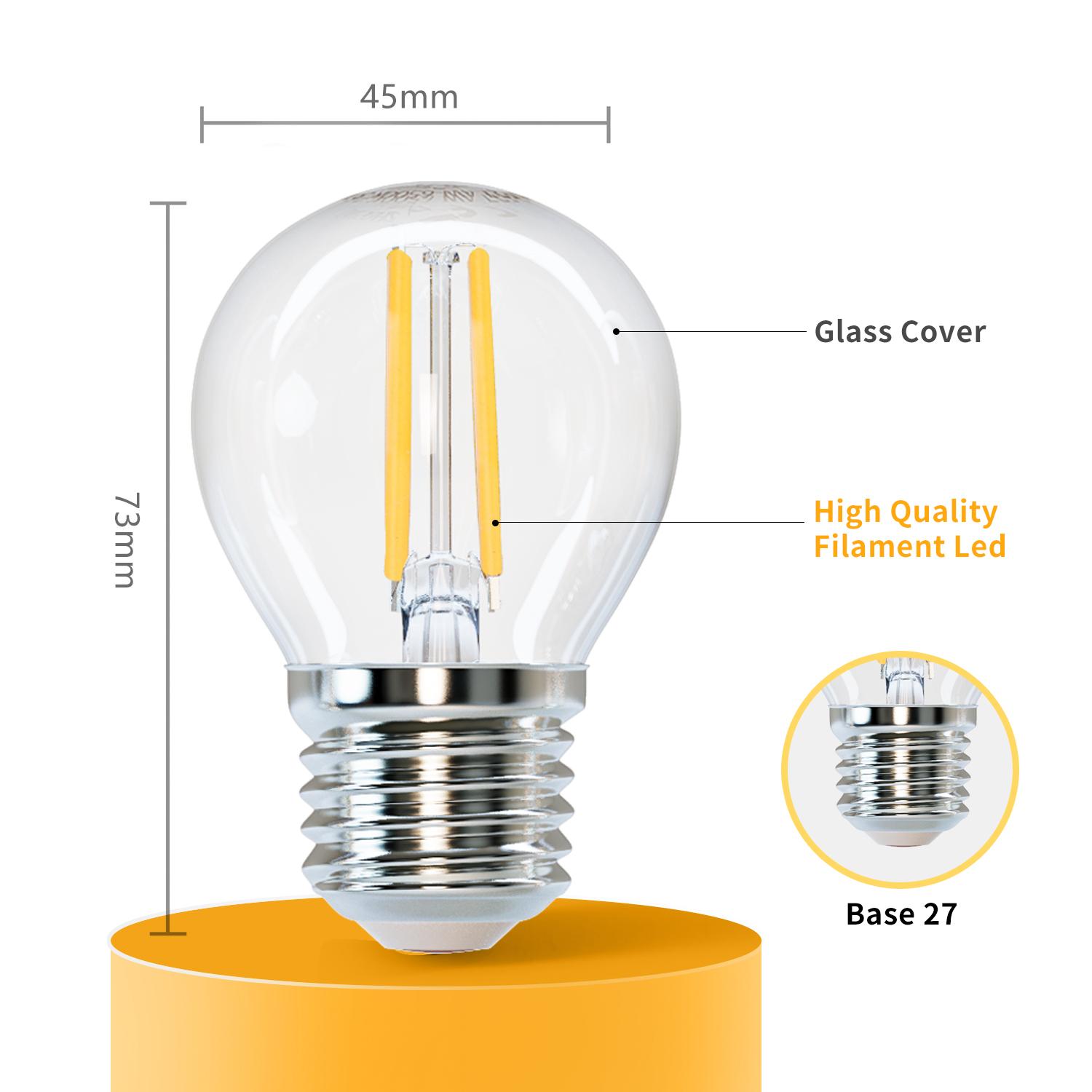 LED Filament Bulb (Clear) G45 E27 4W