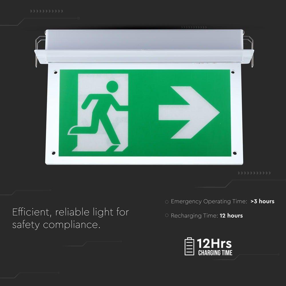 VT-522-S 2W RECESSED FIXED EMERGENCY EXIT LIGHT WITH SAMSUNG LED 6000K