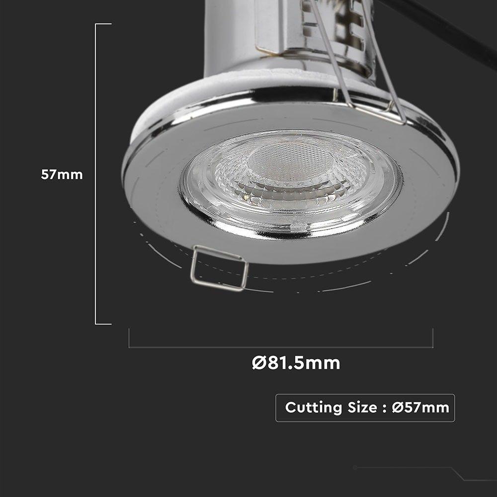 VT-885 5W SPOTLIGHT FIRERATED FITTING SAMSUNG CHIP 3000K -CHROME DIMMABLE