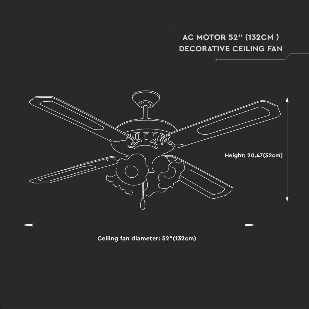 VT-6056-4 55W CEILING FAN WITH 4 LIGHT -PULL CHAIN CONTROL-4 BLADES-AC MOTOR