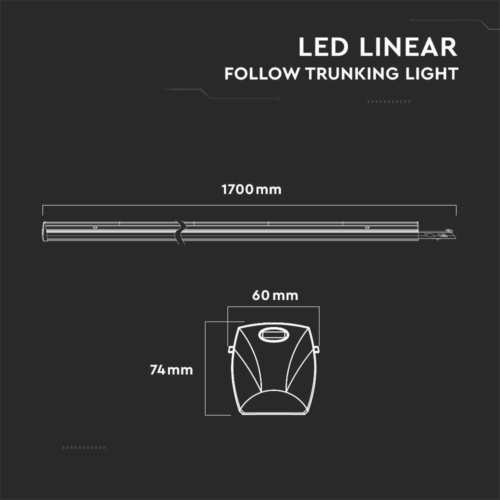 VT-4550D 50W LED LINEAR FOLLOW TRUNKING 4000K DOUBLE ASYMMETRIC LENS (160LM/W)-DIMMABLE