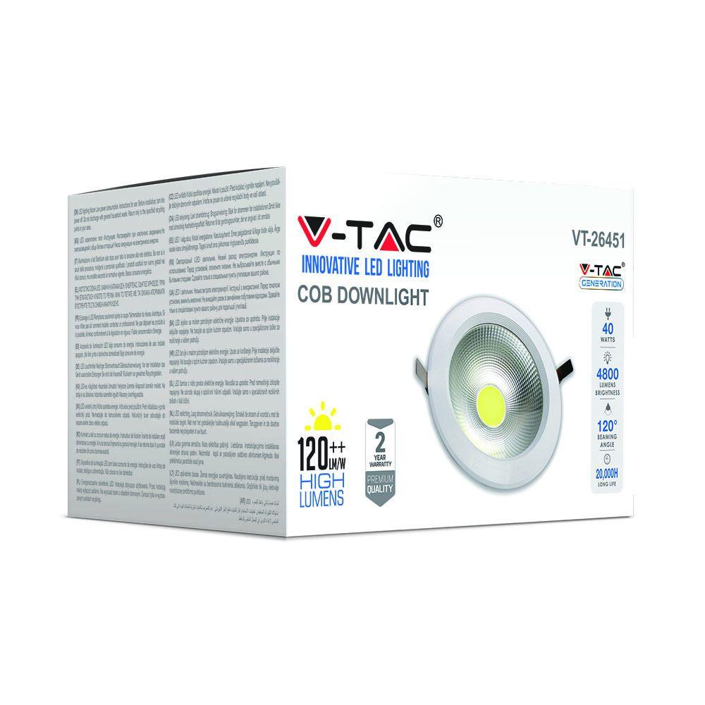 VT-26451 40W LED REFLECTOR COB DOWNLIGHTS 6400K (120LM/W)