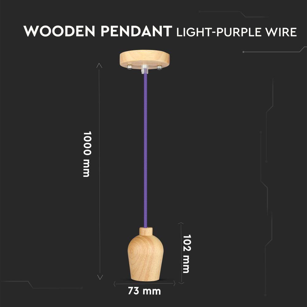 Lampa wisząca, Drewno, Purpurowy przewód, VTAC, SKU 3724