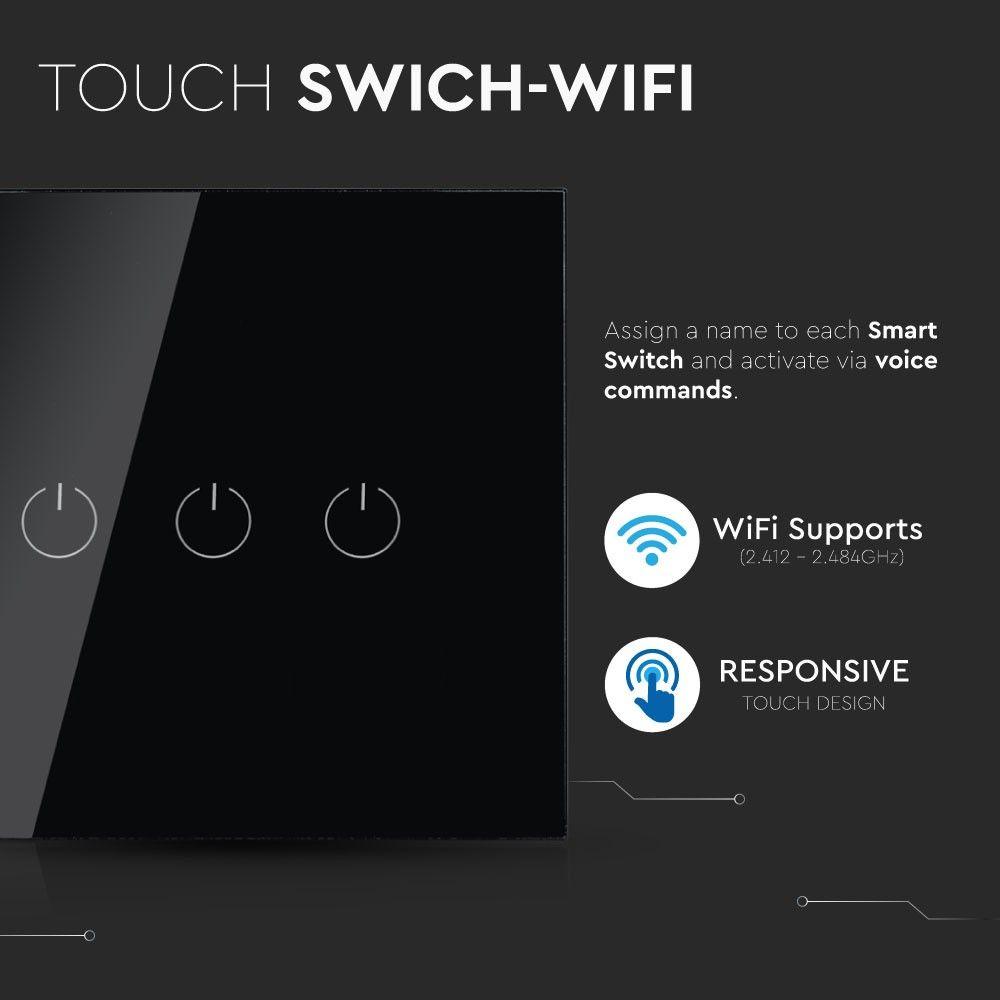 VT-5005 WIFI TOUCH SWITCH-COMPATIBLE WITH ALEXA & GOOGLE HOME-BLACK