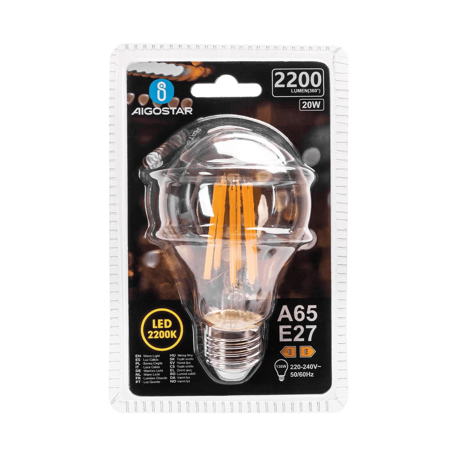 Żarówka LED Filament (Bursztynowa) A65 E27 20W