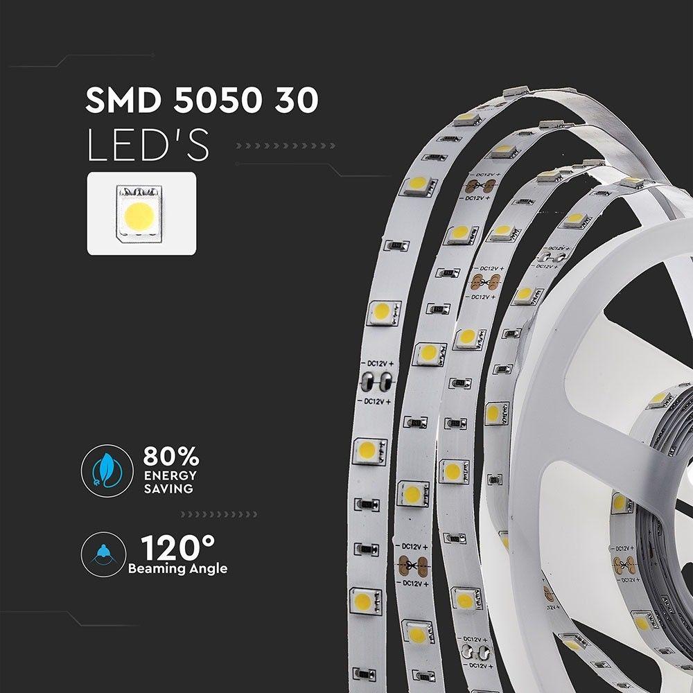 VT-5050-30 4.8W/M LED STRIP LIGHT 6000K IP20 (5M/ROLL)(PRICE PER M)